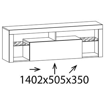 TV stolík HUGO dub wotan/biela lesklá, 140 cm 3