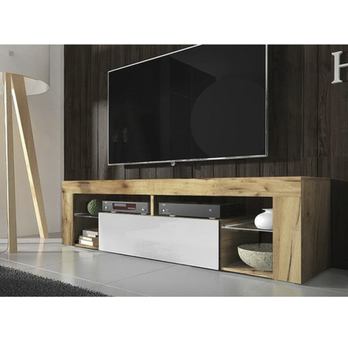 TV stolík HUGO dub wotan/biela lesklá, 140 cm 1