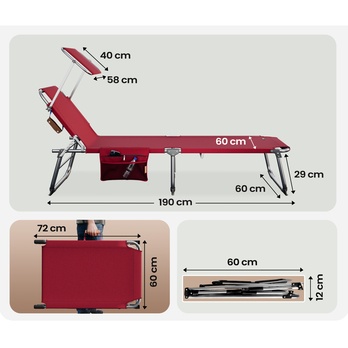 Záhradné ležadlo IBIZA rubínová 8