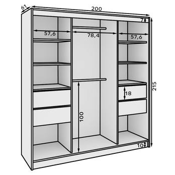 Šatníková skriňa IDIN dub sonoma/čierna 3