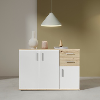 Komoda IKOLI 3 biela/dub artisan 1