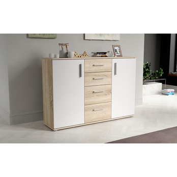 Komoda IKOLI 4 biela/dub sonoma 1