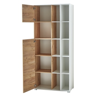 Skriňa do kancelárie ILON biela/dub navarra, výška 197 cm 2