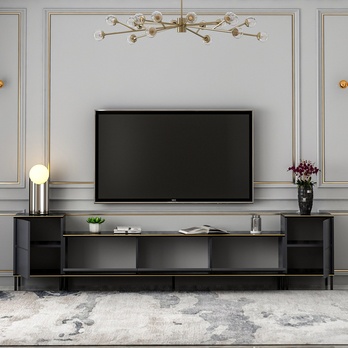 Obývacia stena IMAJ 2 antracitová/čierny mramor 2