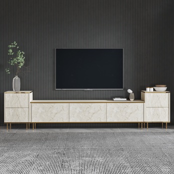 Obývacia stena IMAJ 2 travertín/zlatá 3