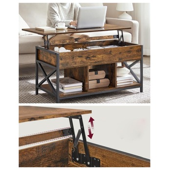 Konferenčný stolík INCHE rustikálna hnedá/čierna 2