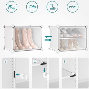 Skrinka na topánky INTER biela/transparentná 3