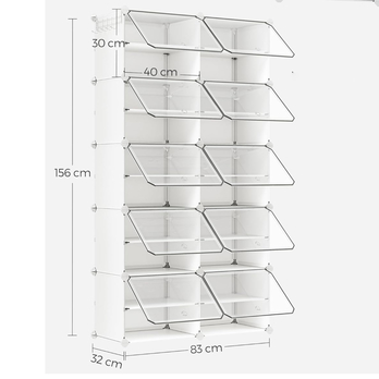 Skrinka na topánky INTER biela/transparentná 5