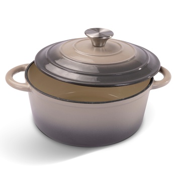 Liatinový hrniec IRON béžovo-sivá, priemer 22 cm 1