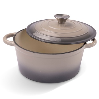 Liatinový hrniec IRON béžovo-sivá, priemer 24 cm 1