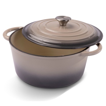 Liatinový hrniec IRON béžovo-sivá, priemer 26 cm 1