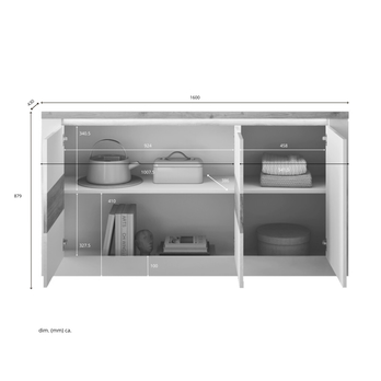 Komoda ISCHIA 2 dub cadiz/biela, šírka 160 cm 6