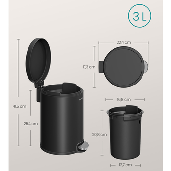 Kúpeľňový odpadkový kôš ISLA čierna, 3 l 6