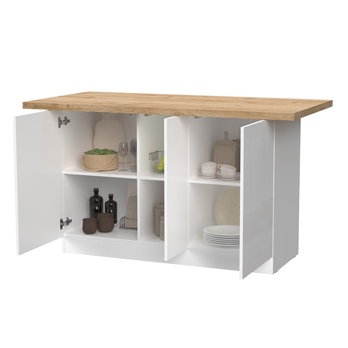 Kuchynský ostrovček ISLAND 160 biela vysoký lesk/dub 2