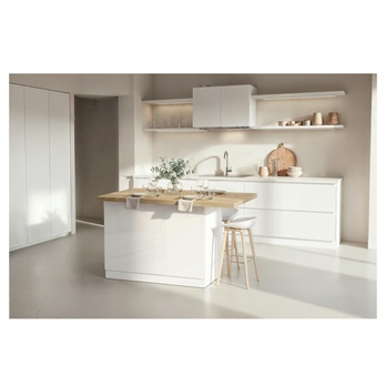 Kuchynský ostrovček ISLAND biela vysoký lesk/dub 1