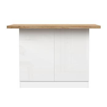 Kuchynský ostrovček ISLAND biela vysoký lesk/dub 3