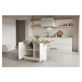 Kuchynský ostrovček ISLAND biela vysoký lesk/dub 5
