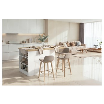 Otvorený kuchynský ostrovček ISLAND biela vysoký lesk/dub 1