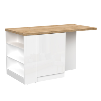 Otvorený kuchynský ostrovček ISLAND biela vysoký lesk/dub 3