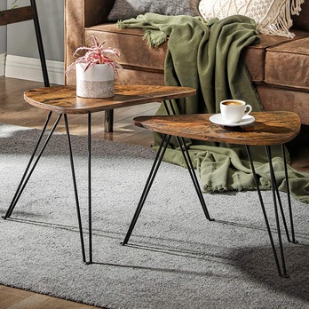 Sada 2 prístavných stolíkov ISME čierna/hnedá 1