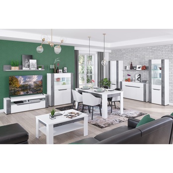 TV komoda JADE B1 betón/biela lesklá 1