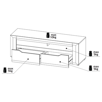 TV komoda JADE B1 betón/biela lesklá 2