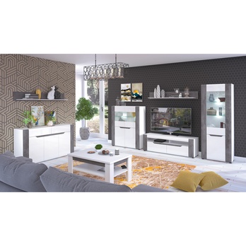 TV komoda JADE B1 betón/biela lesklá 3