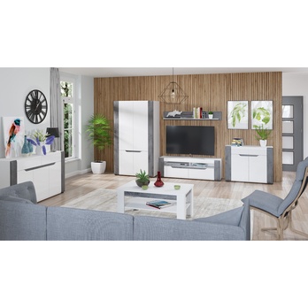 TV komoda JADE B1 betón/biela lesklá 4