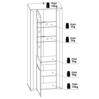 Vitrína JADE B5 betón/biela lesklá 2