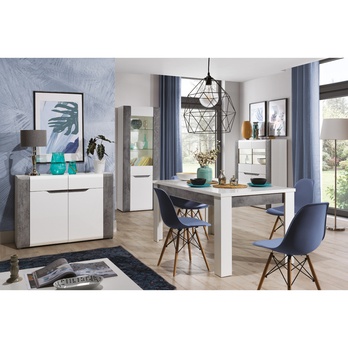 Vitrína JADE B5 betón/biela lesklá 4