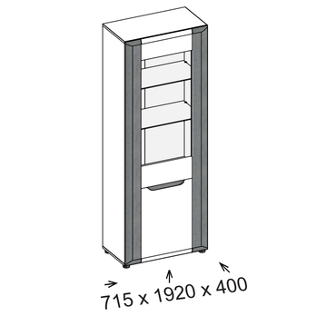 Vitrína JADE B5 betón/biela lesklá 7