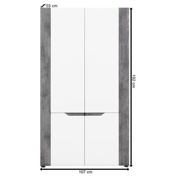 Šatníková skriňa JADE B7 betón/biela 1