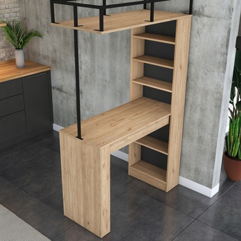 Barový stôl s regálom JALOW orech/čierna 4