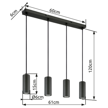 Závesné svietidlo JAMES 4 tmavosivá 5