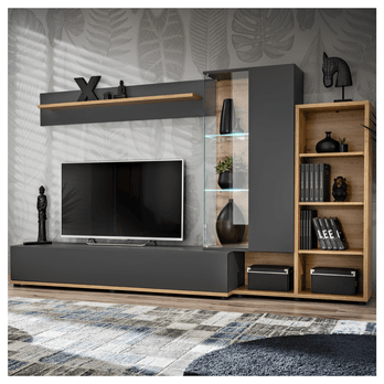 Obývacia stena JAMIL II dub wotan/antracitová 1