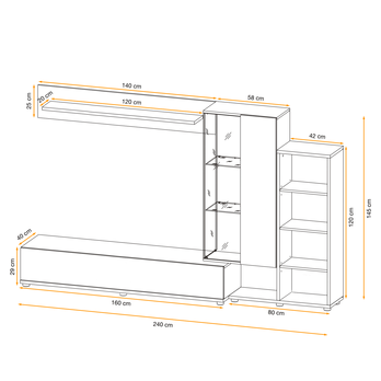 Obývacia stena JAMIL II brest/biela 2