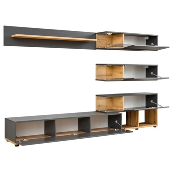 Obývacia stena JAMIL dub wotan/antracitová 2