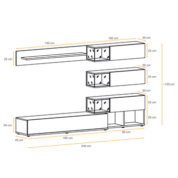 Obývacia stena JAMIL dub wotan/antracitová 15