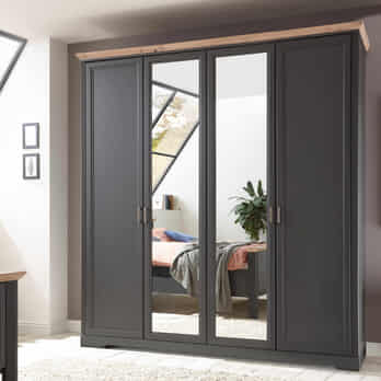 Šatníková skriňa - 4-dverová JASMIN II grafit/dub artisan 1