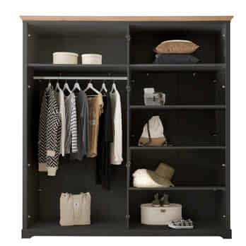 Šatníková skriňa - 4-dverová JASMIN II grafit/dub artisan 2