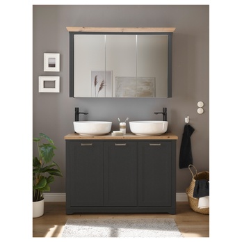 Zrkadlová skrinka JASMIN sivá/dub artisan 1