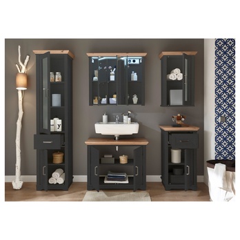 Zrkadlová skrinka JASMIN sivá/dub artisan 2