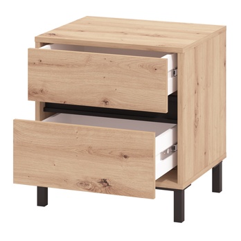 Nočný stolík JASMINDA dub artisan/čierna, 2 zásuvky 2