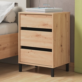 Nočný stolík JASMINDA dub artisan/čierna, 3 zásuvky 1