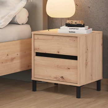Nočný stolík JASMINDA dub artisan/čierna, 2 zásuvky 1