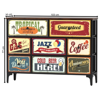 Komoda JAZZ III čierna/viacfarebná 15