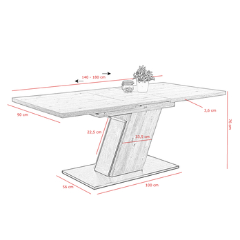 Jedálenský stôl JEANETTE T dub artisan/čierna 4