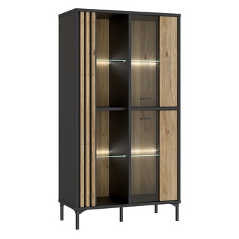 Vitrína JOAKIMIS dub mauvella/čierna 6