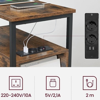 Odkladací stolík JOB 3 hnedá/čierna 5