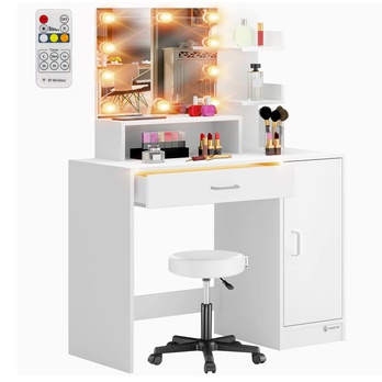 Toaletný stolík JOCELYN 2 so stoličkou, biela 1